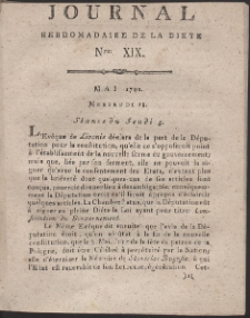 Journal Hebdomadaire De La Diete Par Mr. De V. R. 1791 Nr 19