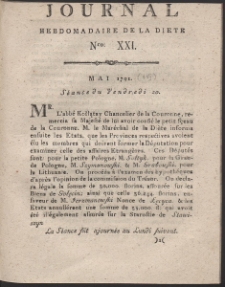Journal Hebdomadaire De La Diete Par Mr. De V. R. 1791 Nr 21