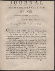 Journal Hebdomadaire De La Diete Par Mr. De V. R. 1791 Nr 22