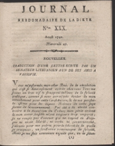 Journal Hebdomadaire De La Diete Par Mr. De V. R. 1791 Nr 30