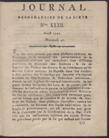 Journal Hebdomadaire De La Diete Par Mr. De V. R. 1791 Nr 32