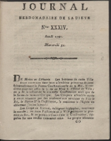 Journal Hebdomadaire De La Diete Par Mr. De V. R. 1791 Nr 34