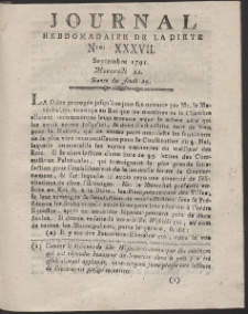 Journal Hebdomadaire De La Diete Par Mr. De V. R. 1791 Nr 37
