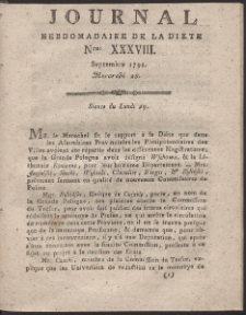 Journal Hebdomadaire De La Diete Par Mr. De V. R. 1791 Nr 38