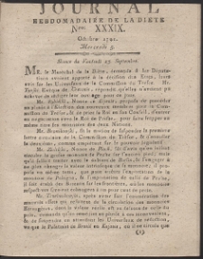 Journal Hebdomadaire De La Diete Par Mr. De V. R. 1791 Nr 39