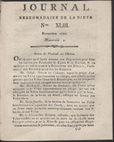 Journal Hebdomadaire De La Diete Par Mr. De V. R. 1791 Nr 43