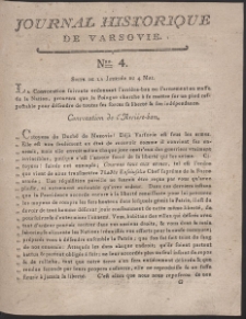 Journal Historique des &eacute;v&eacute;nements qui ont eu lieu &agrave; Varsovie, depuis le 17 avril 1794. Nr 4