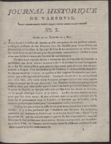 Journal Historique des &eacute;v&eacute;nements qui ont eu lieu &agrave; Varsovie, depuis le 17 avril 1794. Nr 5