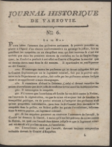 Journal Historique des &eacute;v&eacute;nements qui ont eu lieu &agrave; Varsovie, depuis le 17 avril 1794. Nr 6