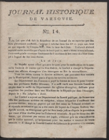 Journal Historique des &eacute;v&eacute;nements qui ont eu lieu &agrave; Varsovie, depuis le 17 avril 1794. nr 14