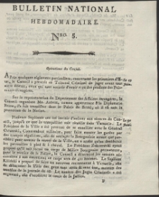 Bulletin National Hebdomadaire. R. 1794 nr 5