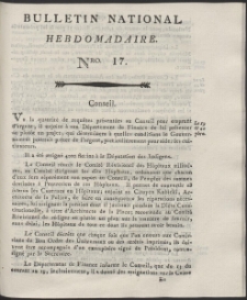 Bulletin National Hebdomadaire. R. 1794 nr 17