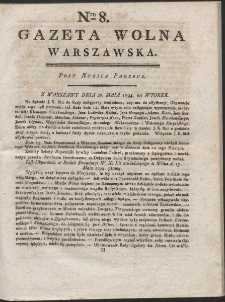 Gazeta Wolna Warszawska. R. 1794 nr 8