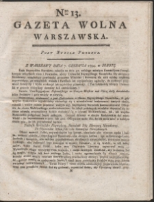 Gazeta Wolna Warszawska. R. 1794 Nr 13