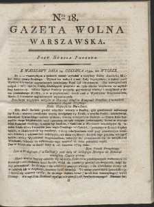 Gazeta Wolna Warszawska. R. 1794 Nr 18