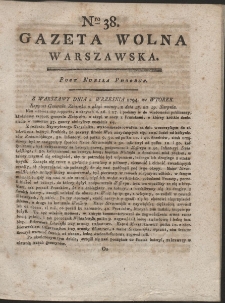 Gazeta Wolna Warszawska. R. 1794 Nr 38
