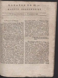 Gazeta Krakowska. R. 1796 Nr 72 (dodatek)