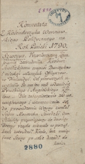 Konnotata z kalendarzyka warszawskiego politycznego na rok pański 1790