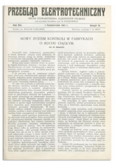 Przegląd Elektrotechniczny. Rok XIII, 1 Października 1931, Zeszyt 19