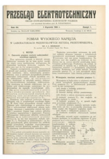 Przegląd Elektrotechniczny. Rok XV, 1 Stycznia 1933, Zeszyt 1