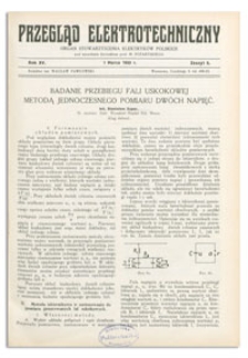 Przegląd Elektrotechniczny. Rok XV, 1 Marca 1933, Zeszyt 5