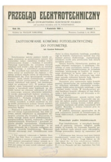 Przegląd Elektrotechniczny. Rok XV, 1 Kwietnia 1933, Zeszyt 7