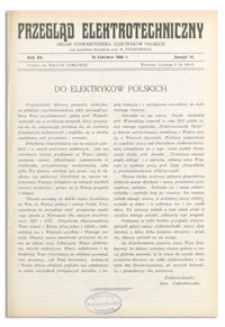 Przegląd Elektrotechniczny. rok XV, 15 Czerwca 1933, Zeszyt 12
