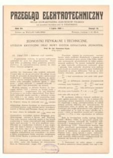 Przegląd Elektrotechniczny. Rok XV, 1 Lipca 1933, Zeszyt 13