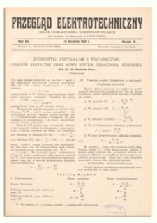 Przegląd Elektrotechniczny. Rok XV, 15 Sierpnia 1933, Zeszyt 16