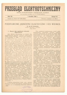 Przegląd Elektrotechniczny. Rok XV, 1 Grudnia 1933, Zeszyt 23