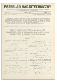 Przegląd Radjotechniczny. Rok XI, 1 Stycznia 1933, Zeszyt 1-2