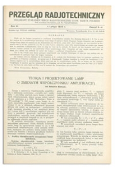 Przegląd Radjotechniczny. Rok XI, 1 Lutego 1933, Zeszyt 3-4