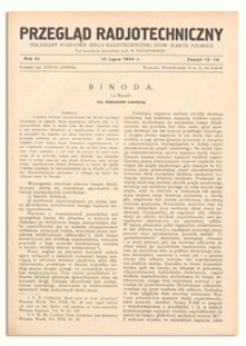 Przegląd Radjotechniczny. Rok XI, 15 Lipca 1933, Zeszyt 13-14