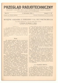 Przegląd Radjotechniczny. Rok XI, 15 Września 1933, Zeszyt 17-18
