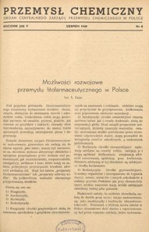 Przemysł Chemiczny : Organ Centralnego Zarządu Przemysłu Chemicznego w Polsce. R. (28) V, sierpień 1949, nr 8