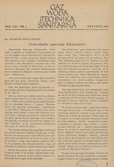 Gaz, Woda i Technika Sanitarna. R. XXI, styczeń 1947, nr 1