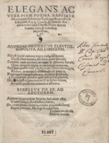 Elegans Ac Vere Pium Poema, Baptiste Marchionis Palavicini [...] in historiam flendae Crucis, et funeris domini nostri Iesu Christi. Nunc denuo summa cura et industria impressum