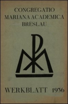 Werkblatt 1936 / Congregatio Mariana Academica Breslau
