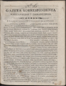 Gazeta Korrespondenta Warszawskiego i Zagranicznego. R. 1800 Nr 26