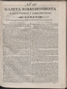 Gazeta Korrespondenta Warszawskiego i Zagranicznego. R. 1800 Nr 27