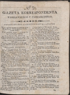 Gazeta Korrespondenta Warszawskiego i Zagranicznego. R. 1800 Nr 31