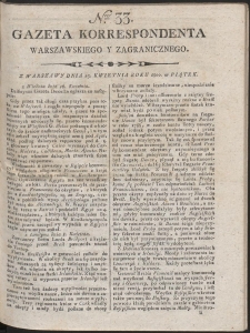 Gazeta Korrespondenta Warszawskiego i Zagranicznego. R. 1800 Nr 33