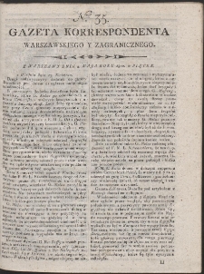 Gazeta Korrespondenta Warszawskiego i Zagranicznego. R. 1800 Nr 35