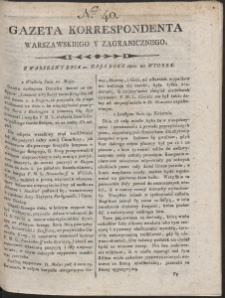 Gazeta Korrespondenta Warszawskiego i Zagranicznego. R. 1800 Nr 40