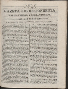 Gazeta Korrespondenta Warszawskiego i Zagranicznego. R. 1800 Nr 45