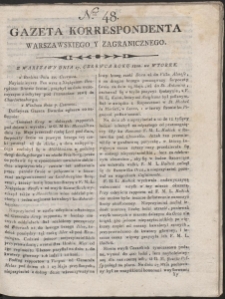 Gazeta Korrespondenta Warszawskiego i Zagranicznego. R. 1800 Nr 48