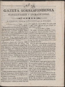 Gazeta Korrespondenta Warszawskiego i Zagranicznego. R. 1800 Nr 58