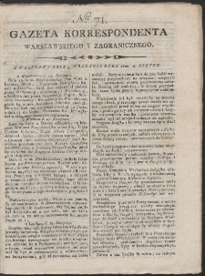 Gazeta Korrespondenta Warszawskiego i Zagranicznego. R. 1800 Nr 71