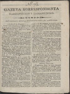 Gazeta Korrespondenta Warszawskiego i Zagranicznego. R. 1800 Nr 76