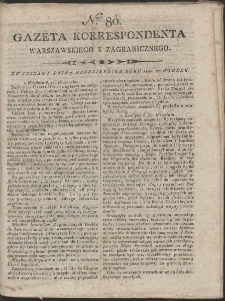 Gazeta Korrespondenta Warszawskiego i Zagranicznego. R. 1800 Nr 80